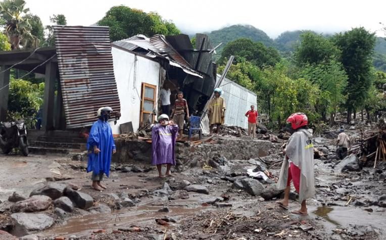 Badly damaged building caused by the extreme weather conditions.