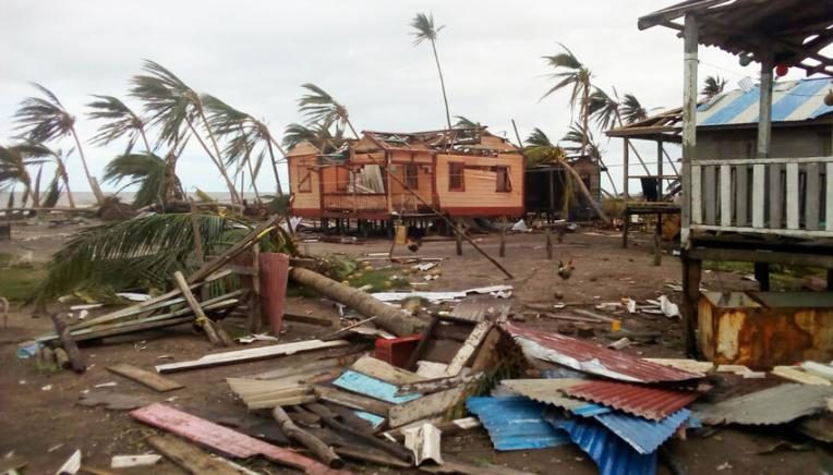 Damaged houses in Bilwi, Puerto Cabezas, Nicaragua.