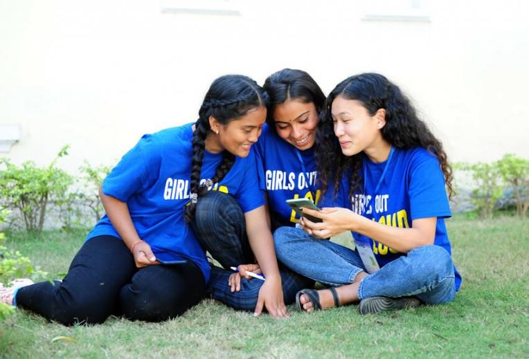 Member's of Plan International Nepal's Girls Out Loud project.