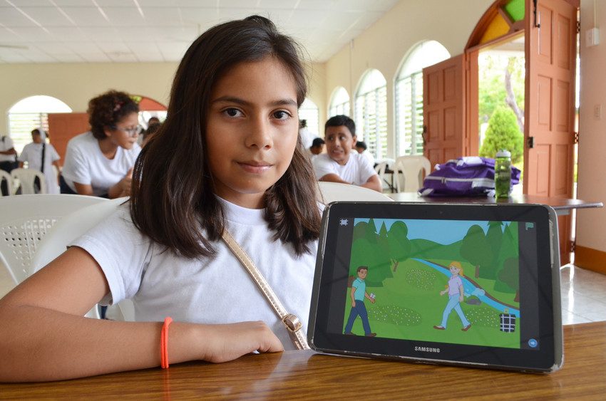 Samantha, 11, from Nicaragua at the Smart School.