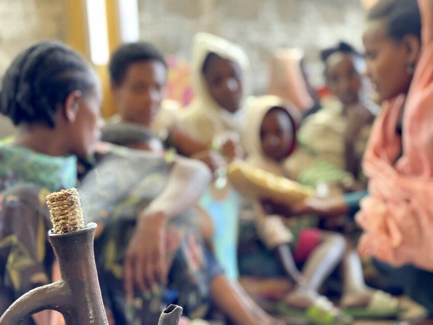 Girls and women in a camp for displaced people in Ethiopia