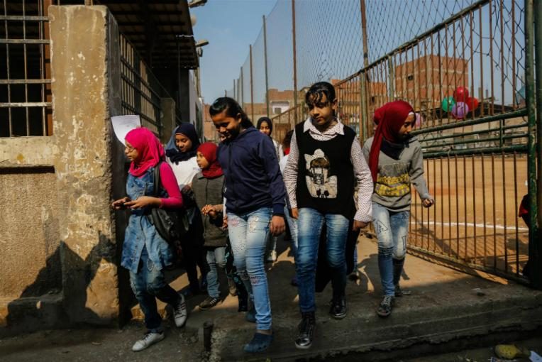 Girls participating in the Safer Cities programme in Cairo