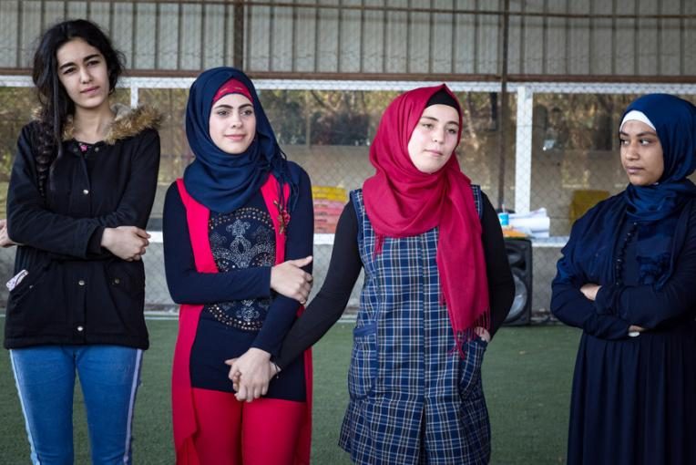Adolescent Syrian girls attending a Plan International workshop on child marriage.