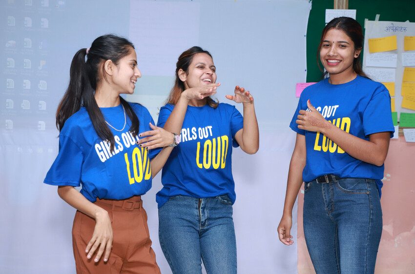 Girls from Nepal taking part in a Plan International's Girls Out Loud programme