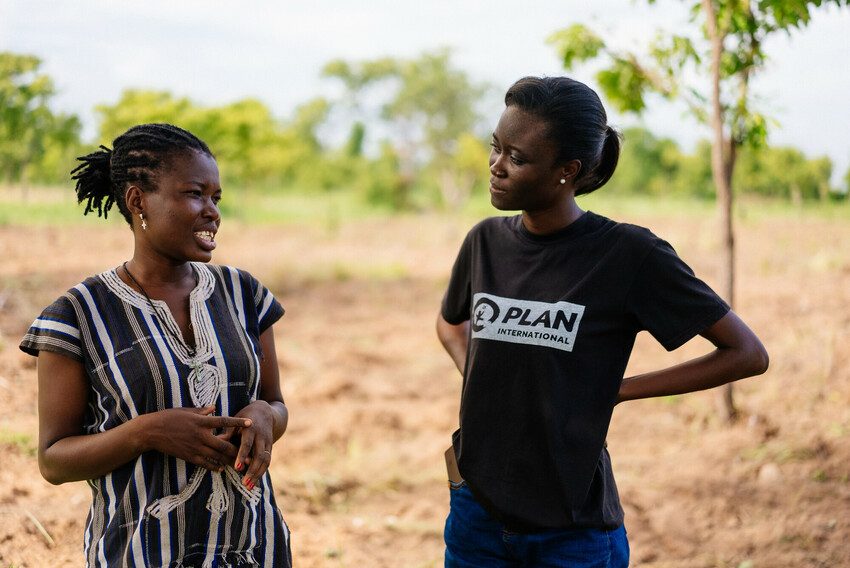 Christiana, 27, with Youth Engagement Facilitator, Abigail Mamle Teye 
