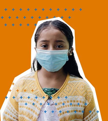 Cutout of girl wearing a surgical mask