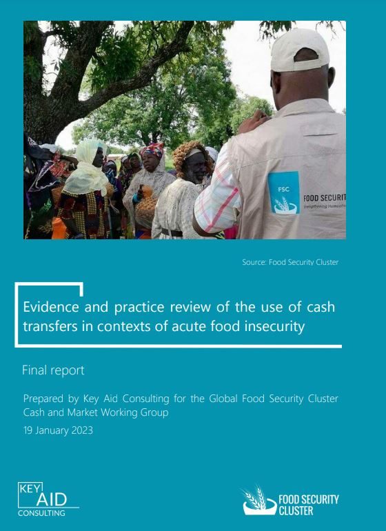 Practice review of the use of cash transfers in contexts of food security - report cover. 