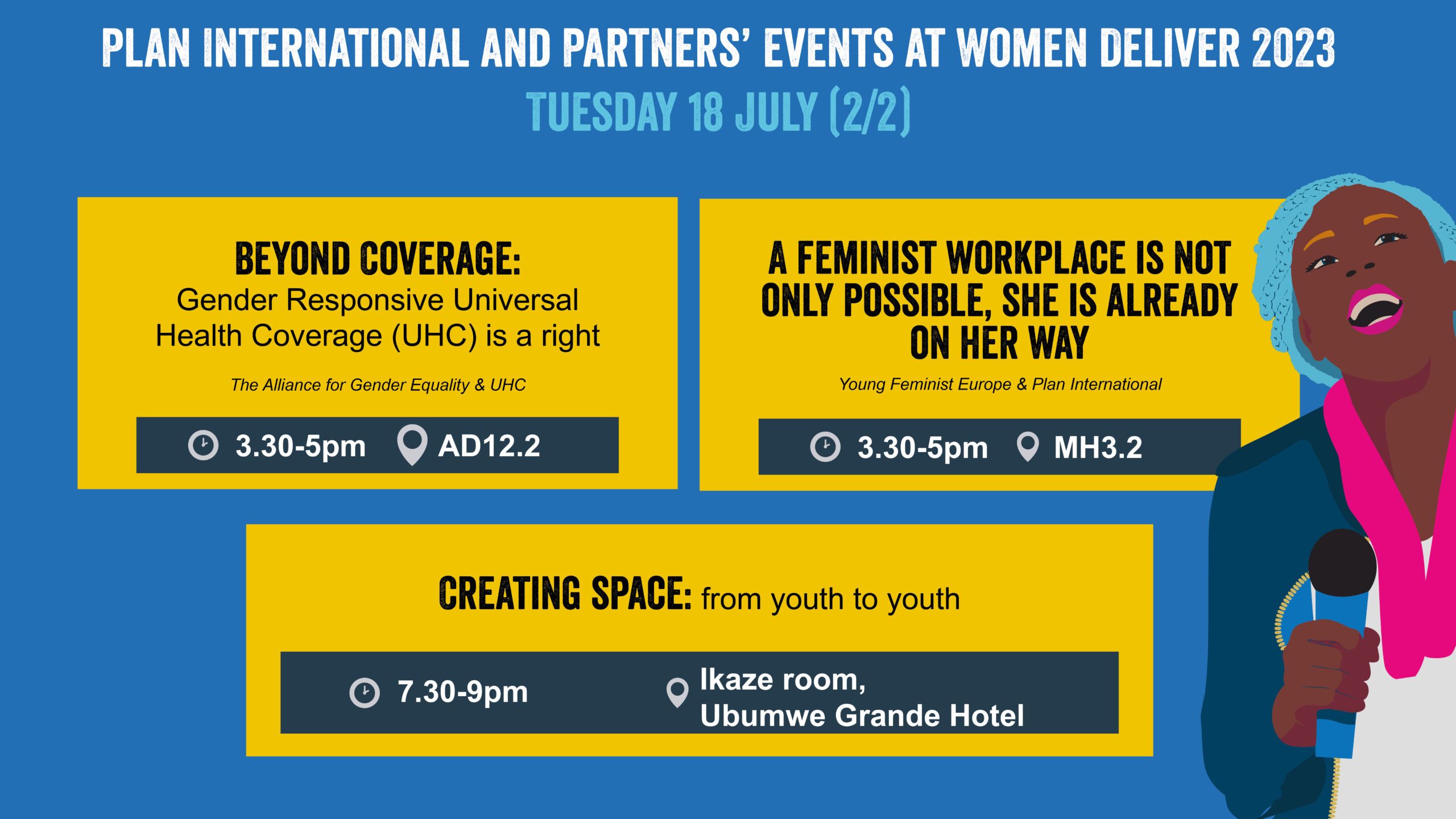 Events at Women Deliver day 1.