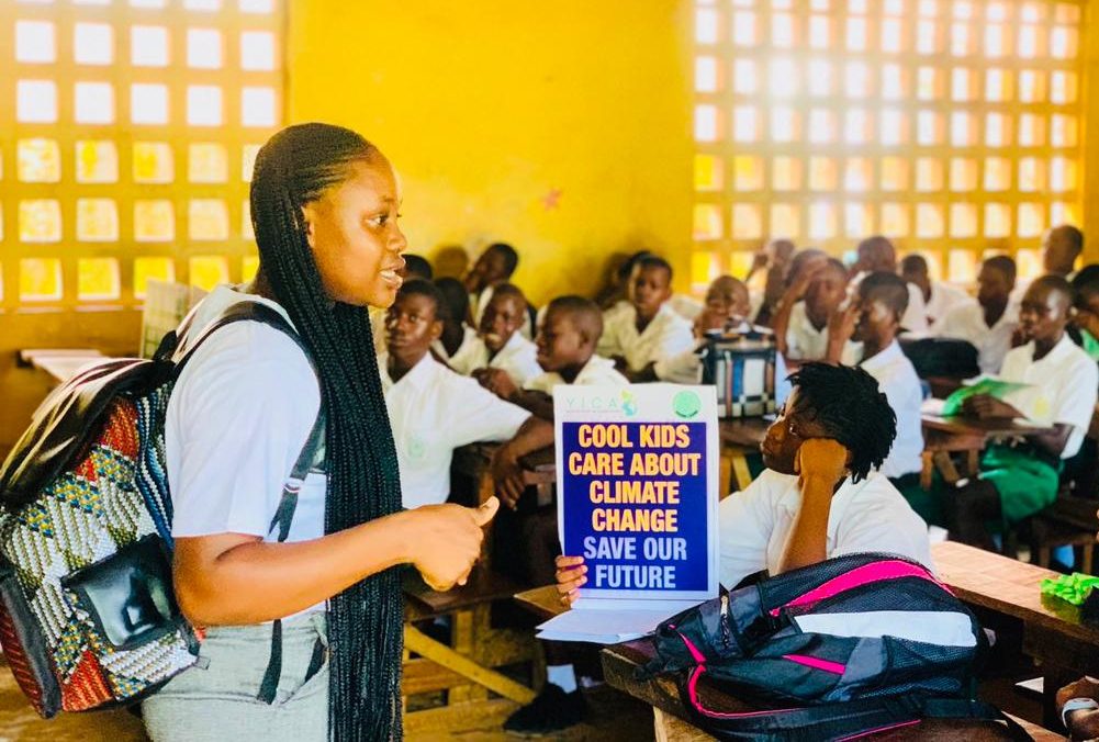 Esther has taken climate education to 50 schools across Sierra Leone.