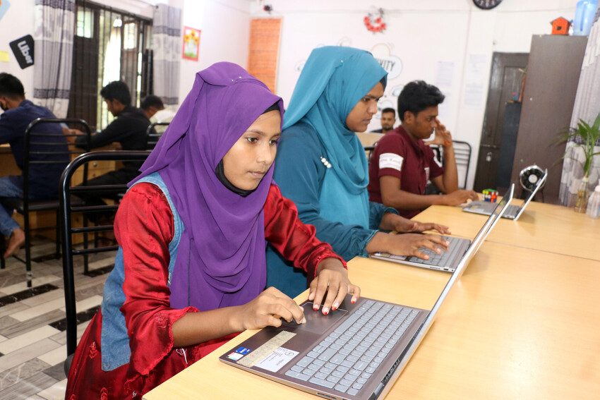 Meghla learns computing skills at the YLC  