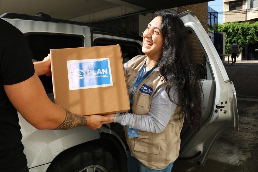 Aid delivery in Lebanon. Photo credit: Plan International