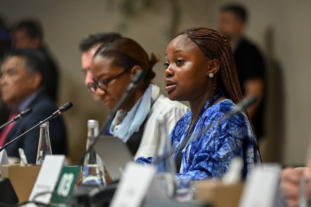 Youth delegate Esther from Sierra Leone at COP28.