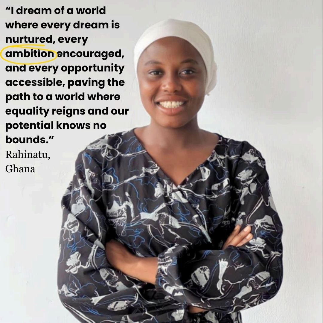 Rahinatu is dedicated to advocacy and volunteering, holding a Bachelor of Education in Mathematics and pursuing a master's degree in informatics.