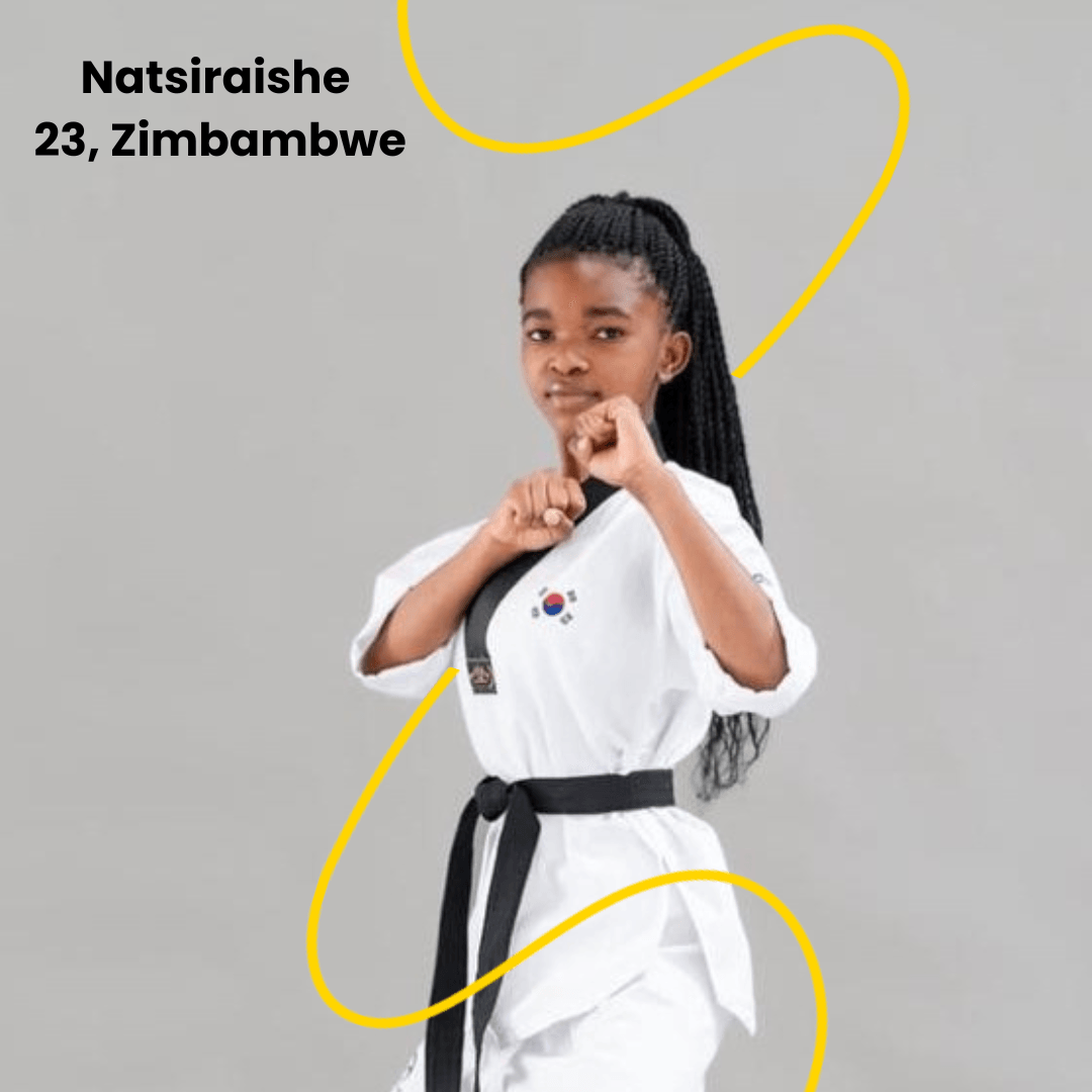 Natsiraishe is a Taekwondo enthusiast using the sport to fight against child marriages and pregnancies, recognised for her dedication to gender equality. 