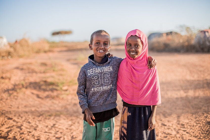 Girl and boy in a displacement camp in Somalia