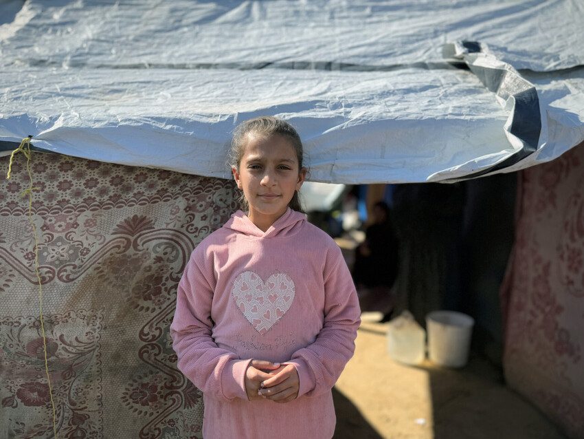 Shadi from Gaza at the displacement camp.