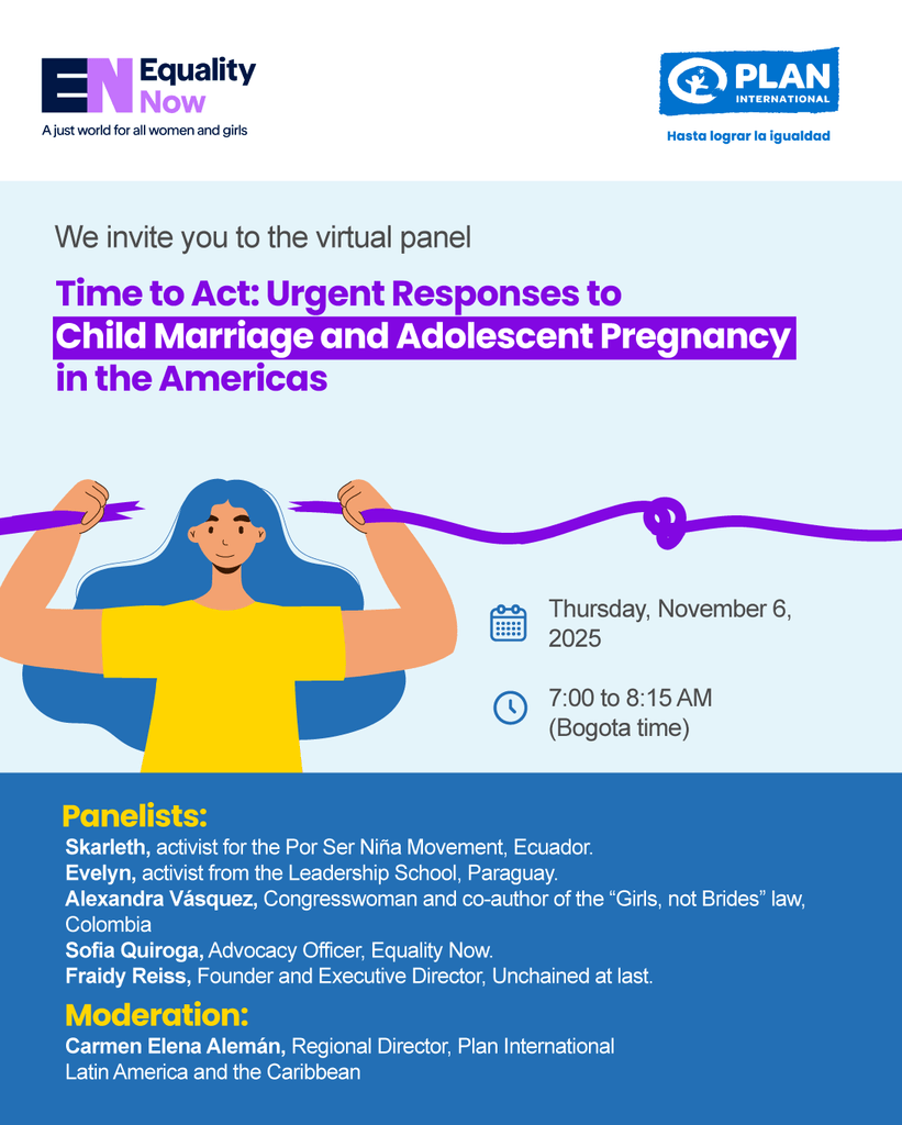 Time’s Up: End Forced Marriages, Unions, and Pregnancies of Girls and Adolescents in the Americas event flyer
