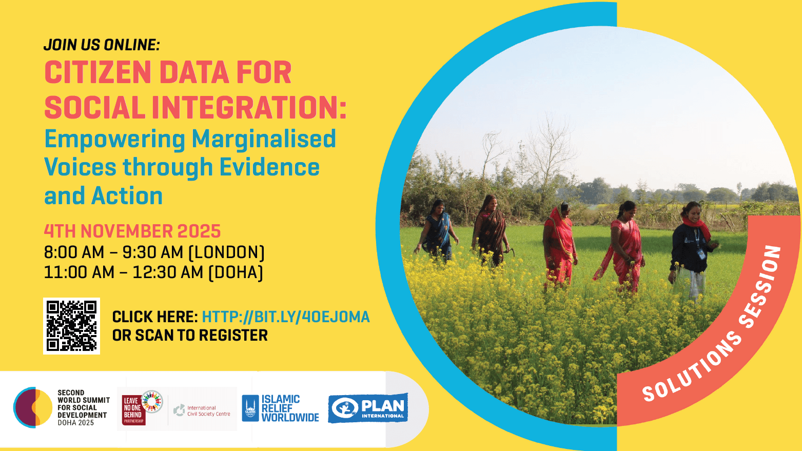 Citizen Data for Social Integration: Empowering Marginalised Voices through Evidence and Action event flyer.
