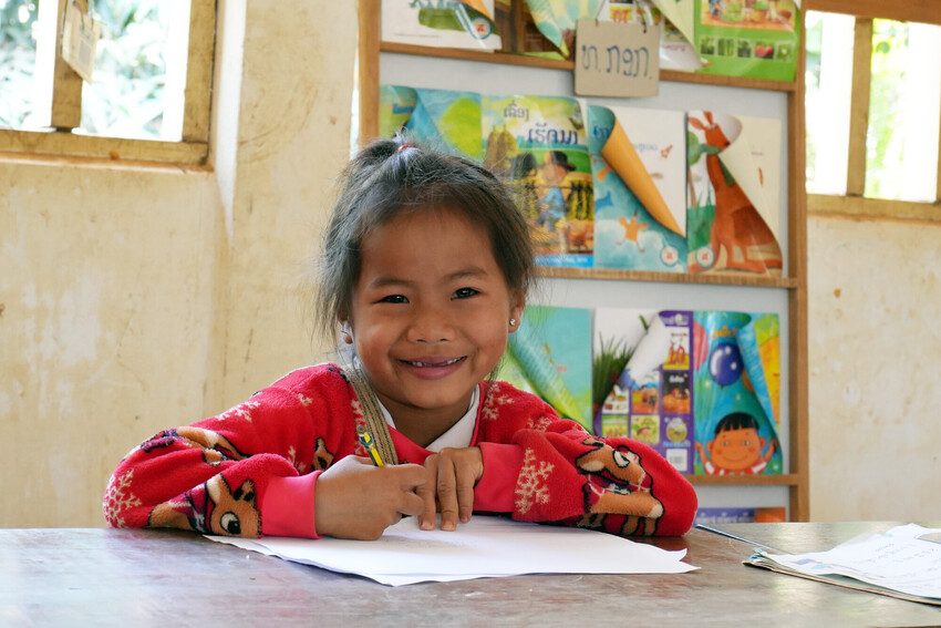 Nongmay learning in class at primary school in Phaoudom district