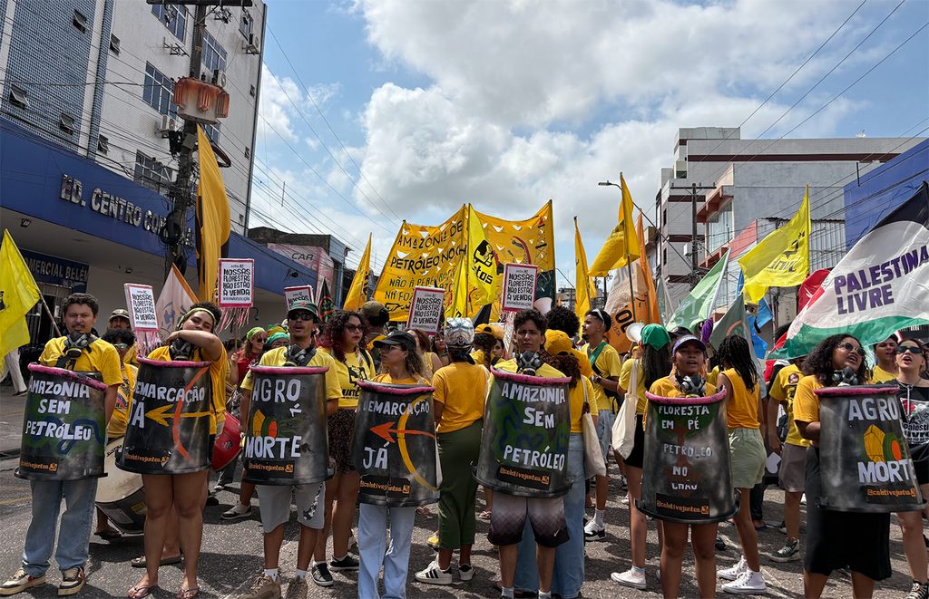People marching at the People’s Summit protest.