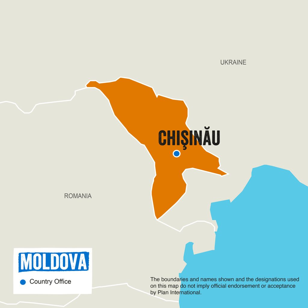 A map showing where Plan International works in Moldova