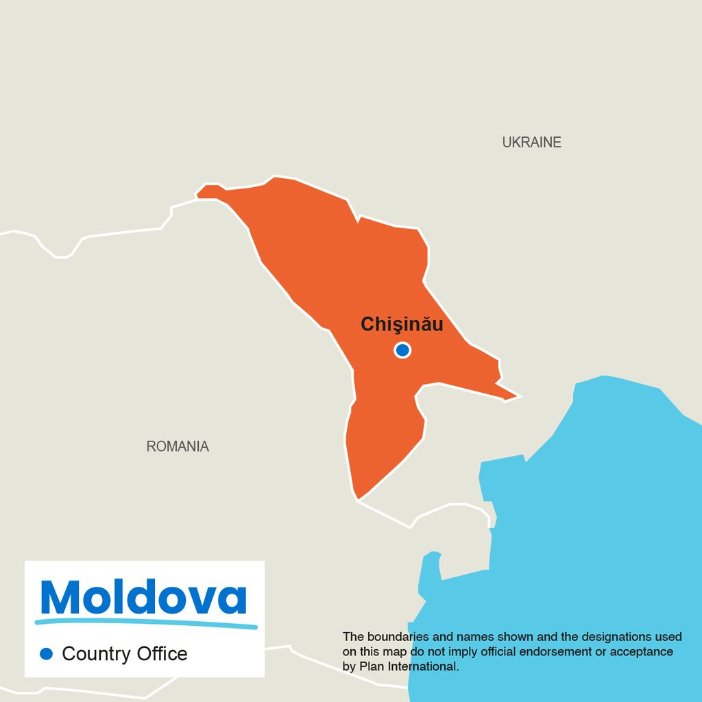 A map showing where Plan International works in Moldova