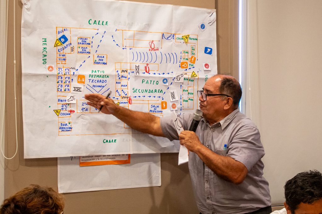 Docente participante de la capacitación en riesgos y desastres del proyecto Horizontes Seguros.