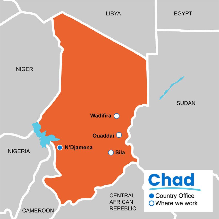 Map showing where Plan International works in Chad