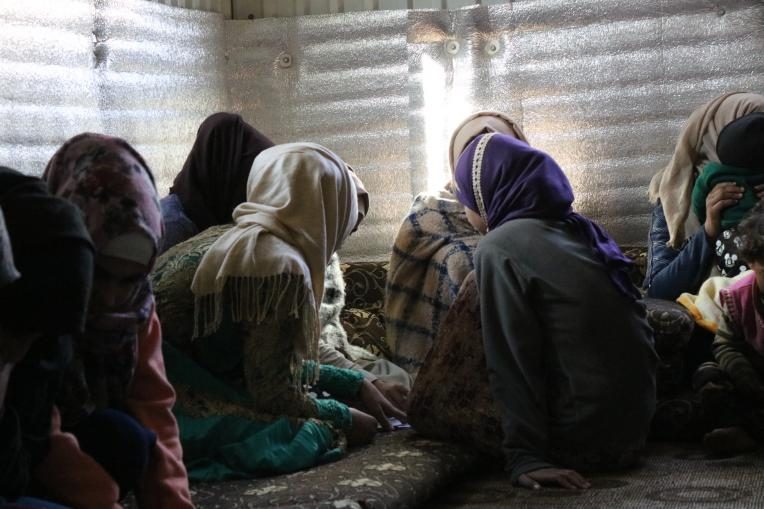 Women meeting in Azraq refugee camp, Jordan