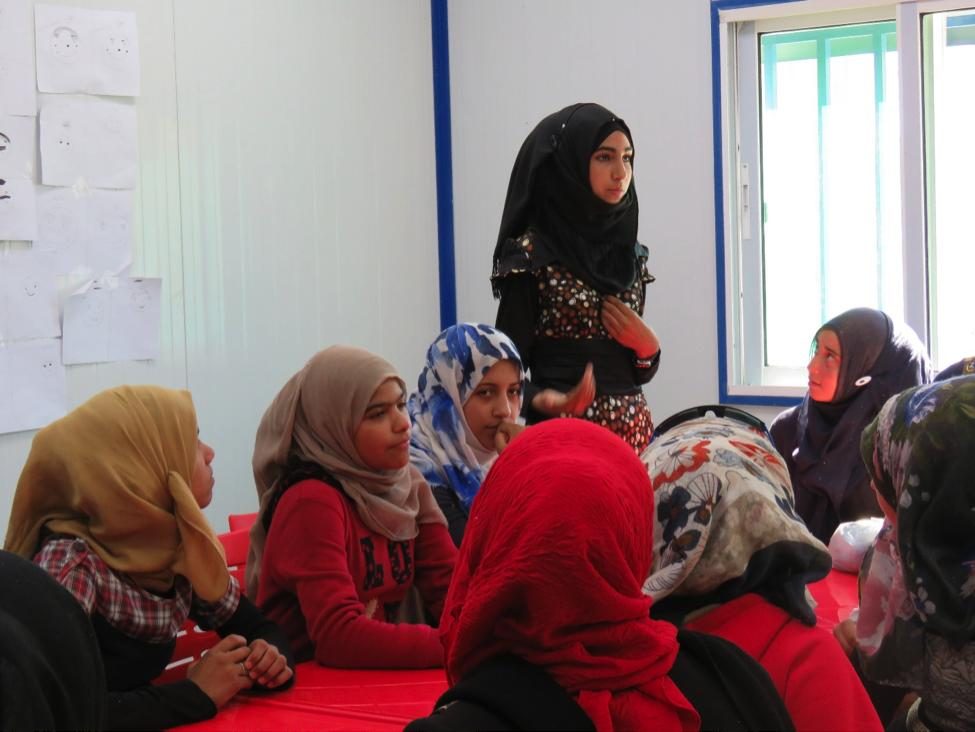 Girls taking part in a workshop in Jordan