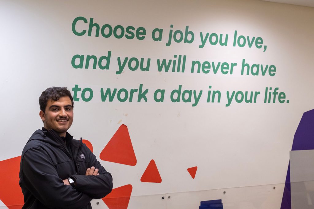 A young man taking part in a Plan International Jordan project