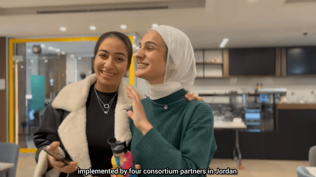 Two girls from the Mobile Journalism training