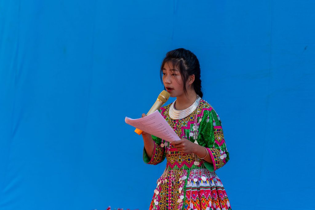 Dung, 15, facilitating a school communication event