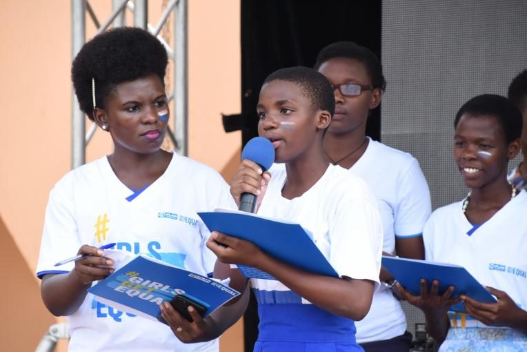 Girls presented a petition to the Speaker of the Ugandan Parliament on issues that affect them