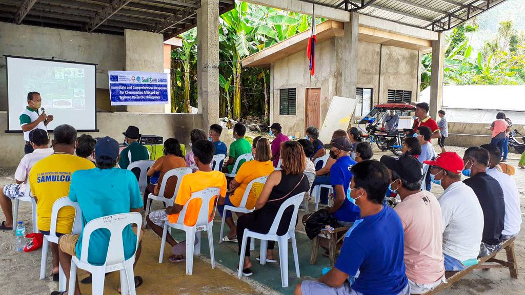 People from Limasawa attend the training session on root crop production and management