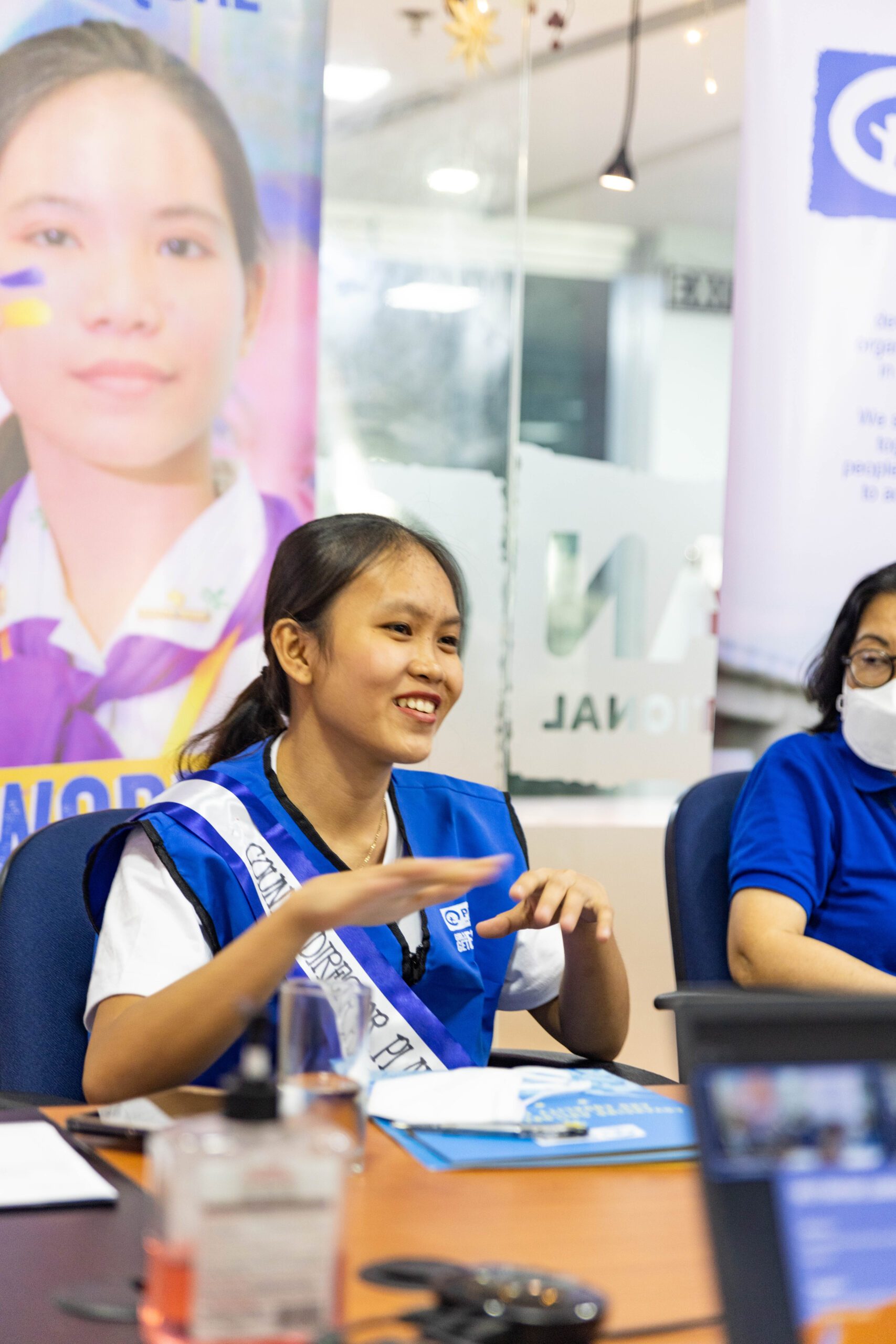 Sponsored Child Angelie, 15, speaks during the Takeover