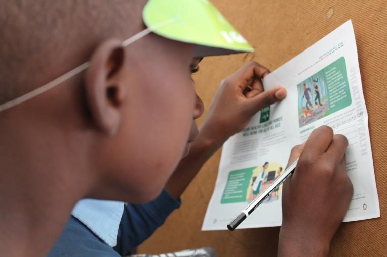 A young boy answers questions about his thoughts on an SDG of his choice