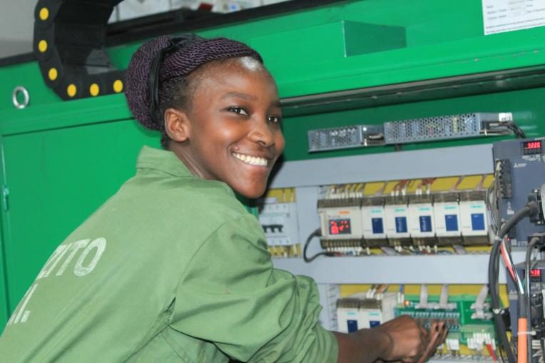 Quline, 20, is training to become an electrician