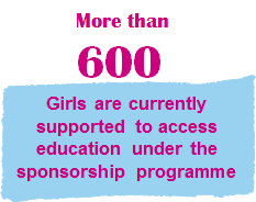 More than 600 girls are currently supported to access education under the sponsorship programme