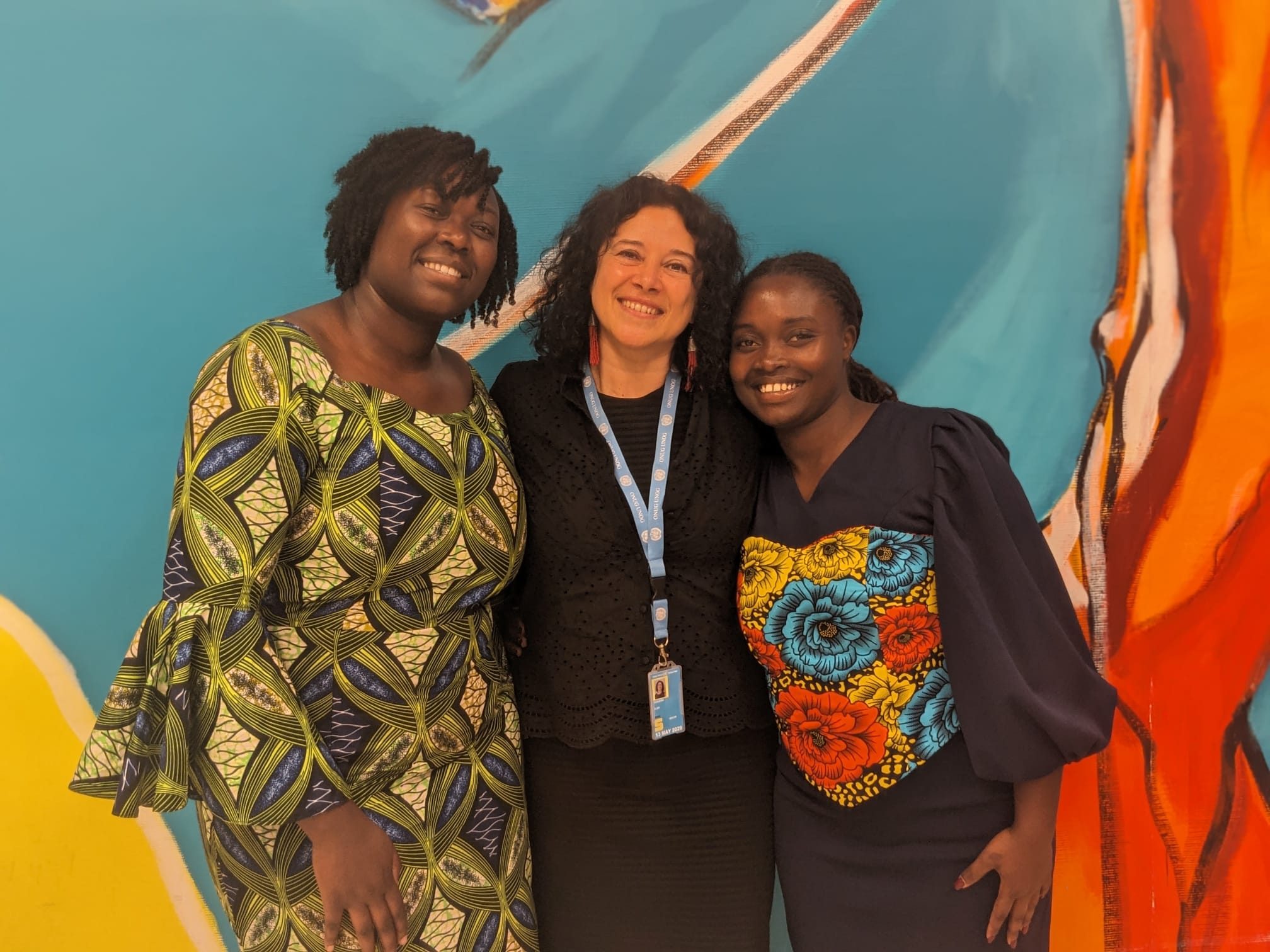 Phenny and Pascaliah with United Nations Special Rapporteur on human rights and climate change, Elisa Morgera