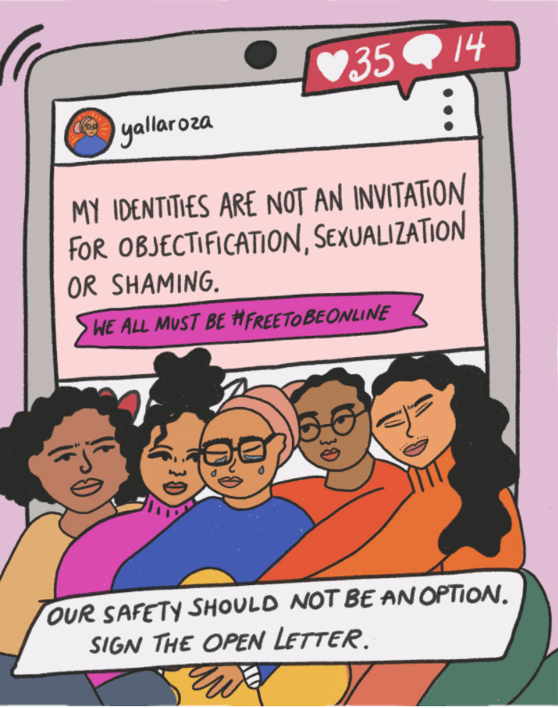 Graphic reading "my identities are not an invitation for objectification, sexualisation or shaming."
