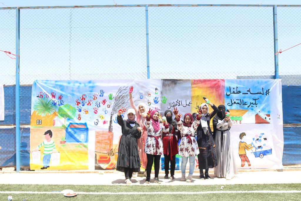 On the occasion of the World Day Against Child Labour 2023, the Plan International Jordan art club painted a mural showcasing the harmful impact of child labour on children.