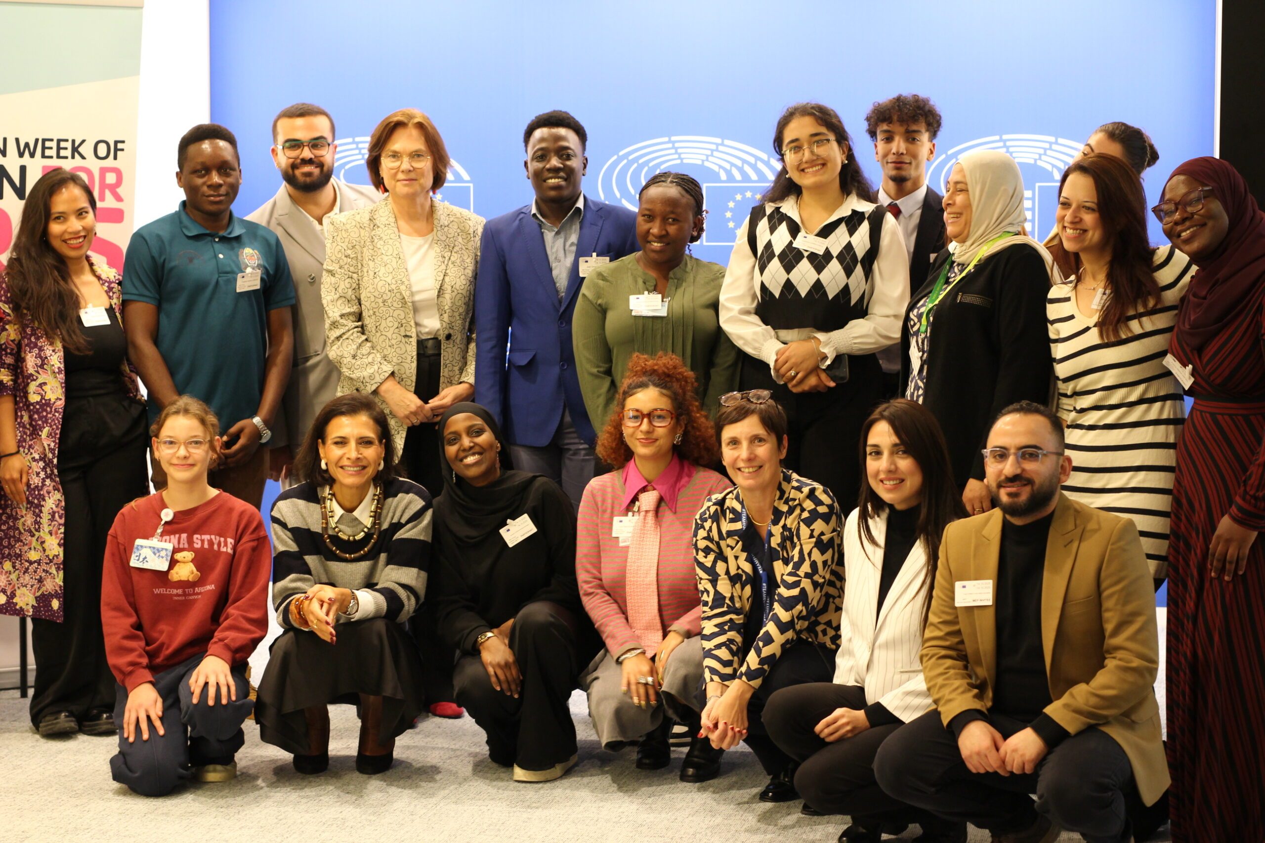 EWAG participants on Day 2 of the programme together with MEPs Abir Al-Sahlani and Marit Maij, and Chiara Damo, Head of Unit at the European Commission’s DG INTPA. Photo credits: EWAG Coalition