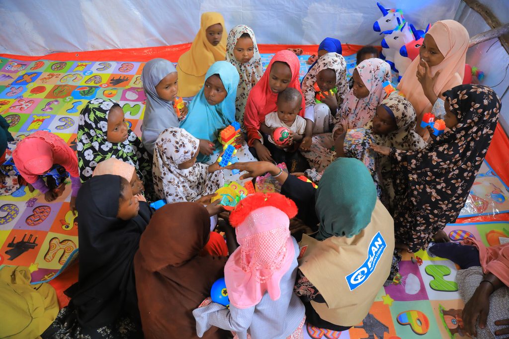 Children playing in one of Plan International's Child friendly space in an IDP camp in Ethiopia’s Somali region.