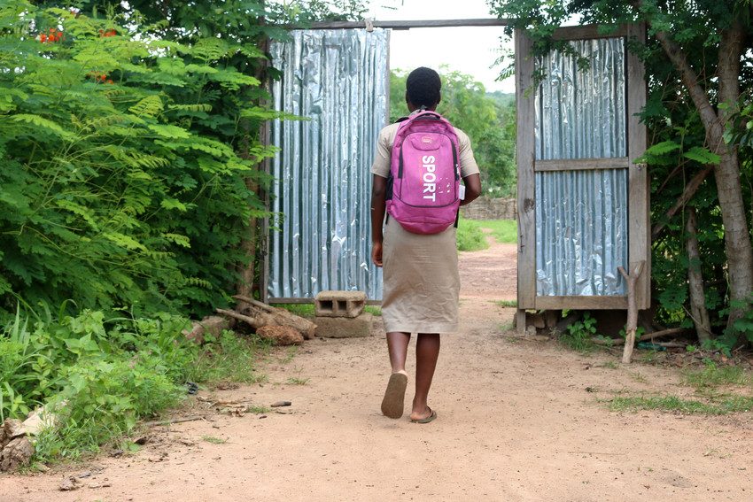 Véronique on her way to school.