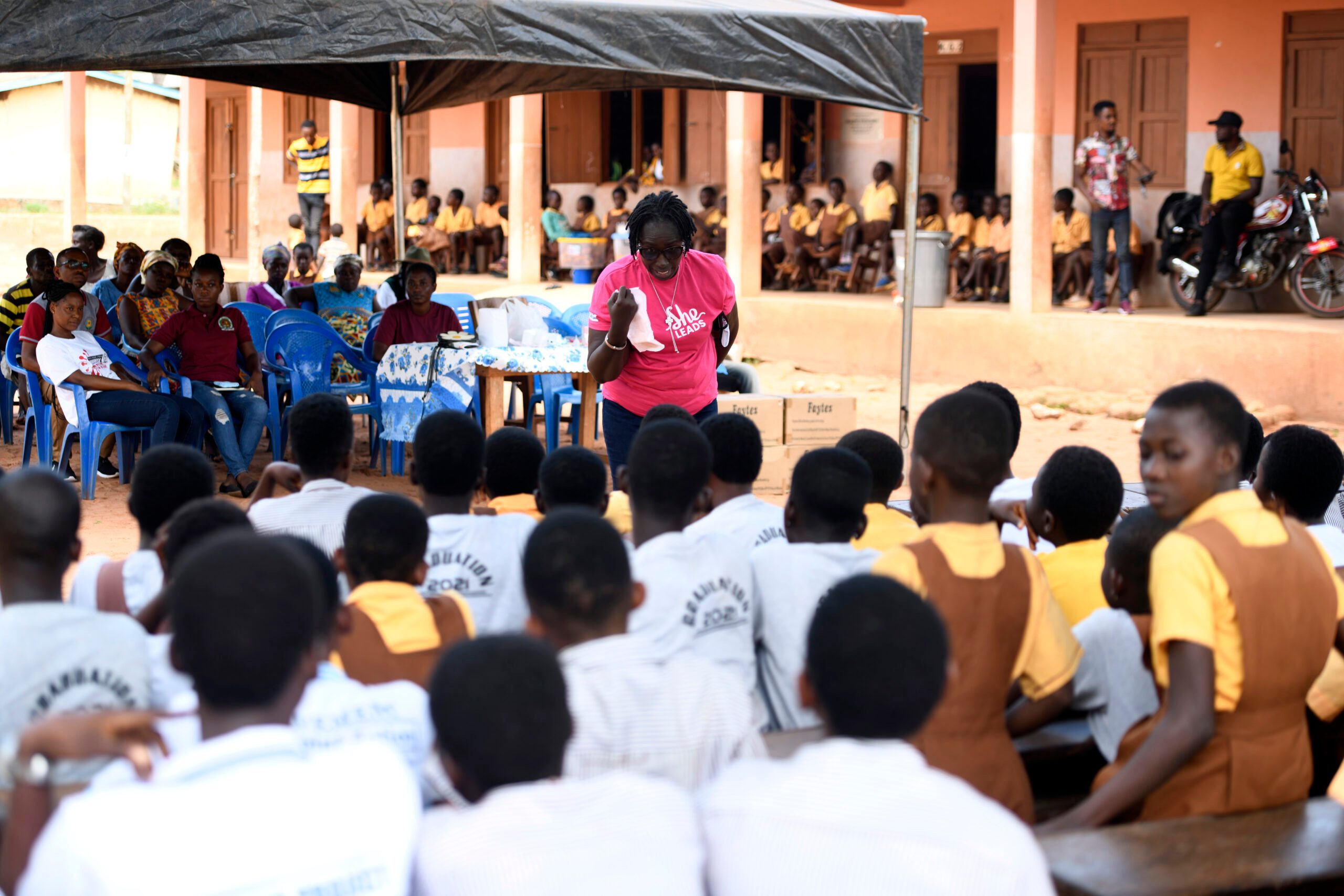 School girls receive sanitary pads to mark Menstrual Hygiene Day Plan