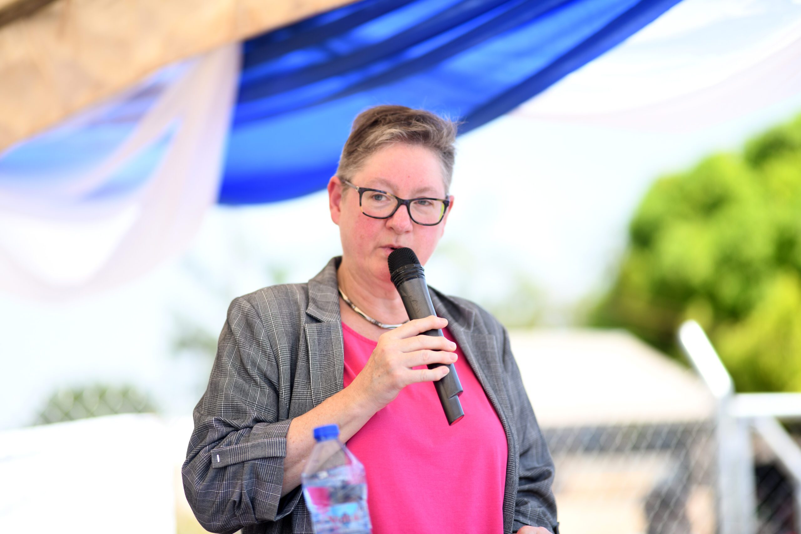 Louise Paris, Deputy Director in-charge of Development at the Canadian High Commission giving a speech at the launch of the solar hub