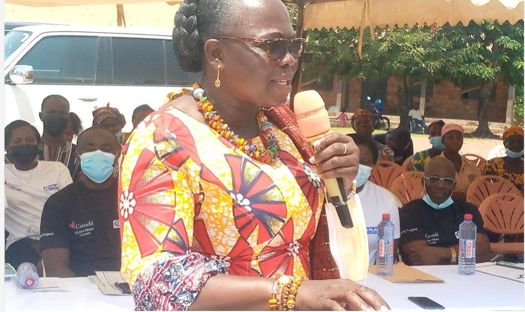 Madam Justina Owusu-Banahene, the Bono Regional Minister speaking at an event to mark International Women's Day