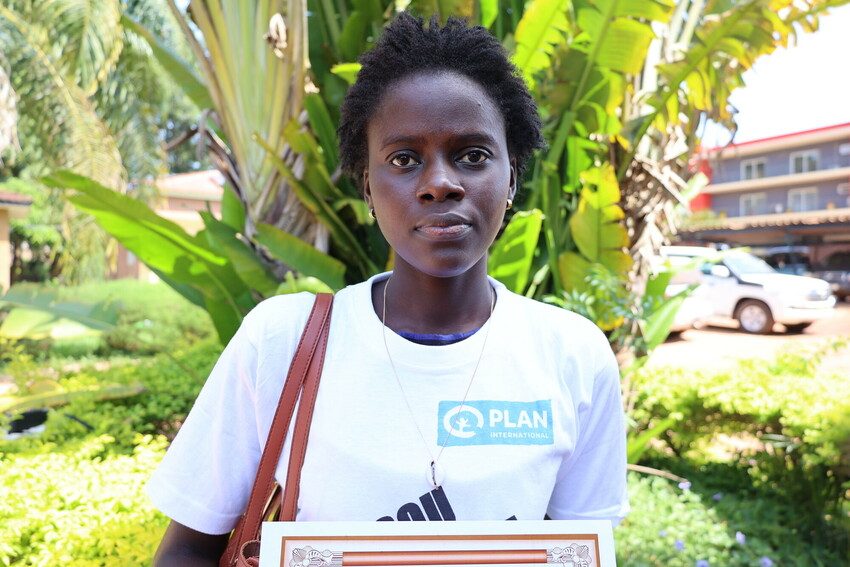 Warendja with her skills training certificate.