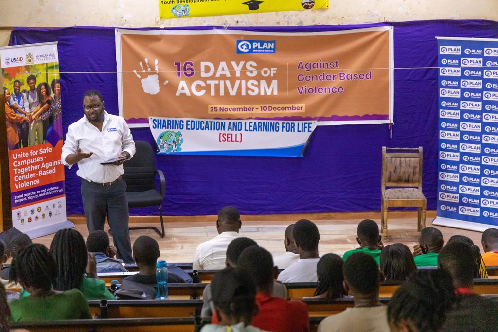 Atusaye Nyondo, Plan Malawi Mzuzu Program Manager engaging Mzuzu University students